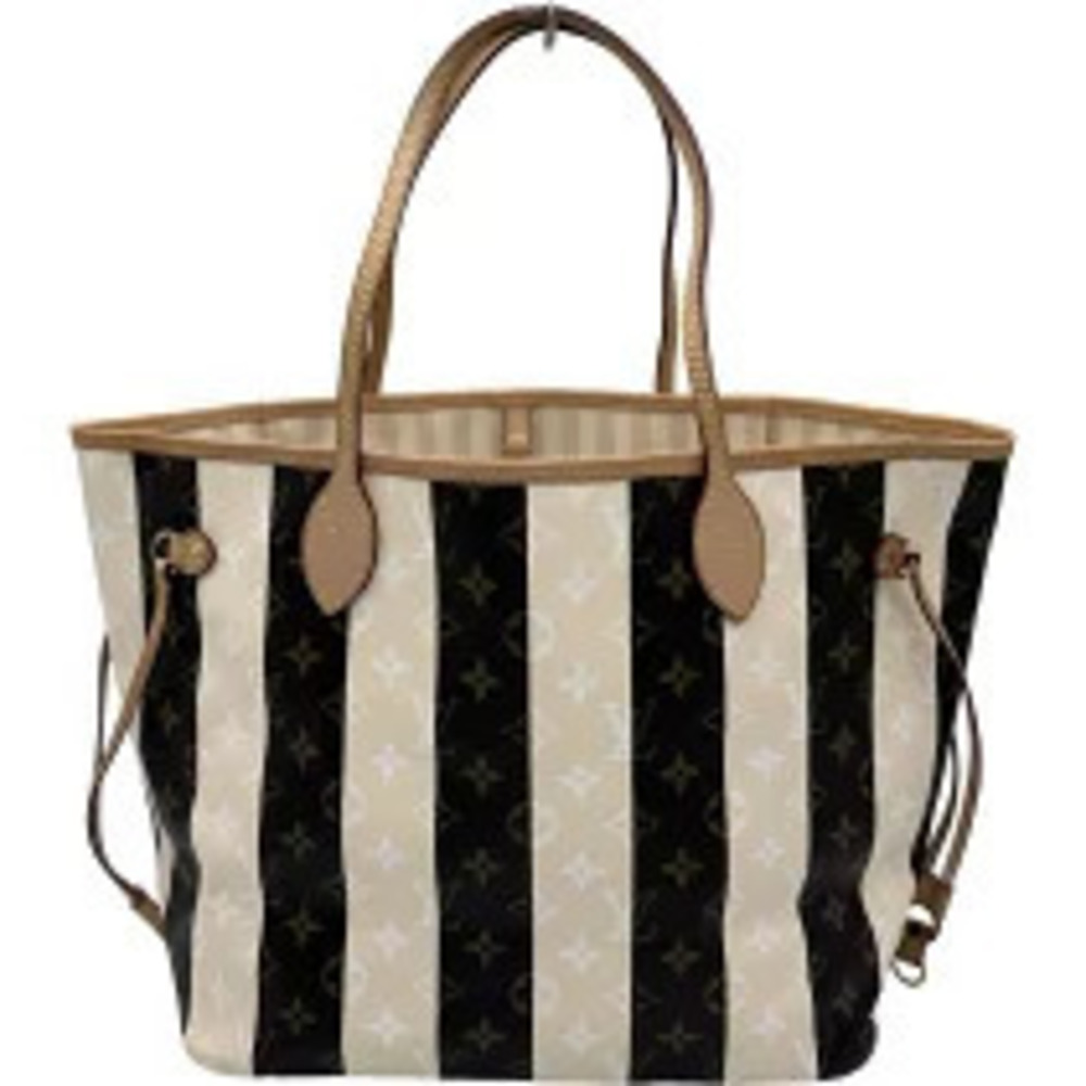 Louis Vuitton Neverfull Brown Beige Cream Monogram Rayures Tote Bag